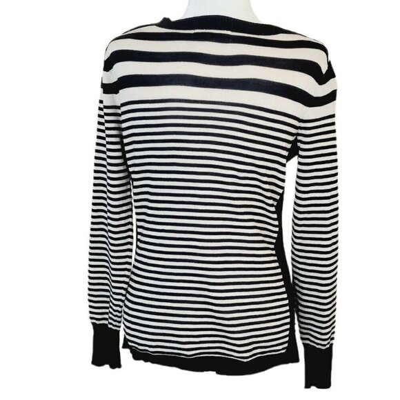 Pink Rose Black and White Stripe V-Neck Pullover Sweater Size Large - Picture 3 of 8